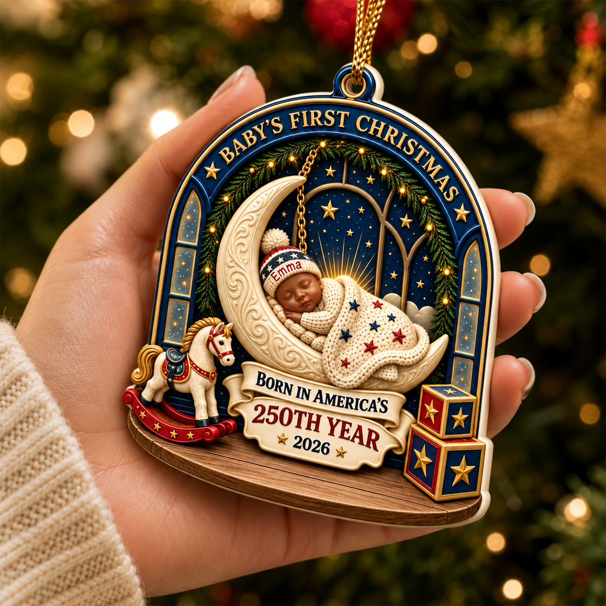 Tiny Star Big History Wrapped In Christmas Love 2026 - Real 3D Raised Ornament