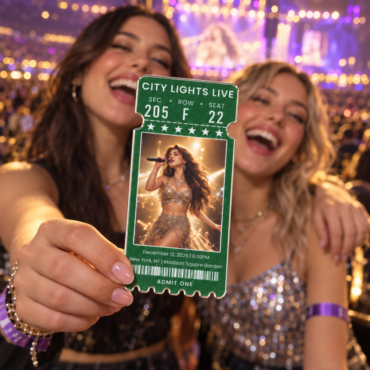 Custom Concert Ticket With Photo Music Event For Fans, Music Lovers - Personalized Magnet