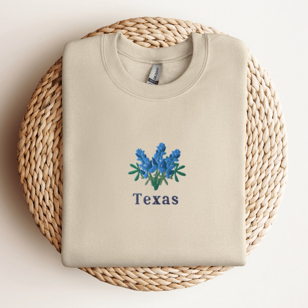 Texas Bluebonnets Sweatshirt, Embroidered Texas Shirt, Texas Crewneck Sweater, Embroidered Bluebonnets Shirt, Texas Bluebonnets 4_a9b77247-2243-41a4-85c8-7fd5e98b3b34.jpg