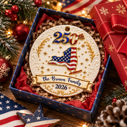 Merry Christmas 250 Years Of Freedom - Real 3D Raised Ornament