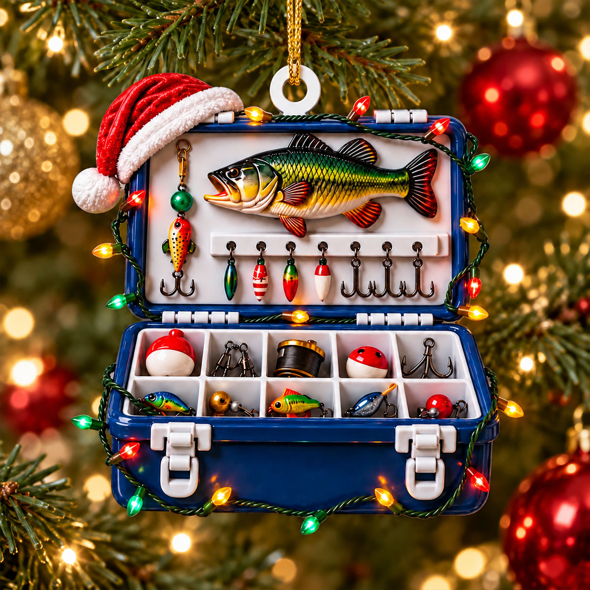 Fishing Tackle Box 3D Ornament For Fisherman, Dad Fishing Man Gifts - Personalized Ornament