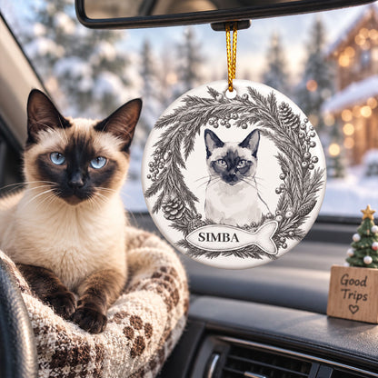 Custom Photo Pet Christmas Memorial, Dog Cat Christmas Photo, Pet Portrait Custom Name Gift - Personalized Ornament