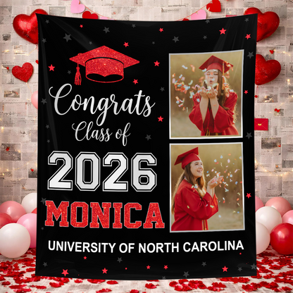 Photo And Glitter Name Personalized Graduation Backdrop