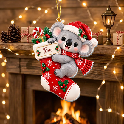 Personalized Christmas Stocking 3D Ornament, Custom Holiday Decoration for Animal Lovers, Cute Xmas Tree Hanging Decor