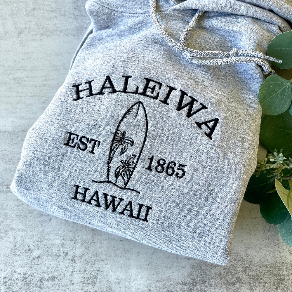 Embroidered Sweatshirt, Hawaii Sweatshirt, Summer Sweatshirt, Haleiwa Hawaii Sweatshirt, Hawaii Sweatshirt, Embroidered Hawaii Crewneck, 4_bfff4603-919c-430f-a0e3-c01937c17d65.jpg