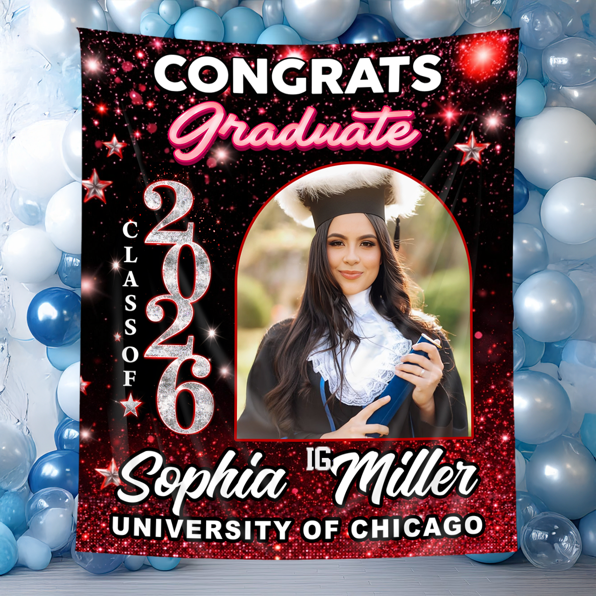 Grad Party Photo Shine Personalized Graduation Backdrop