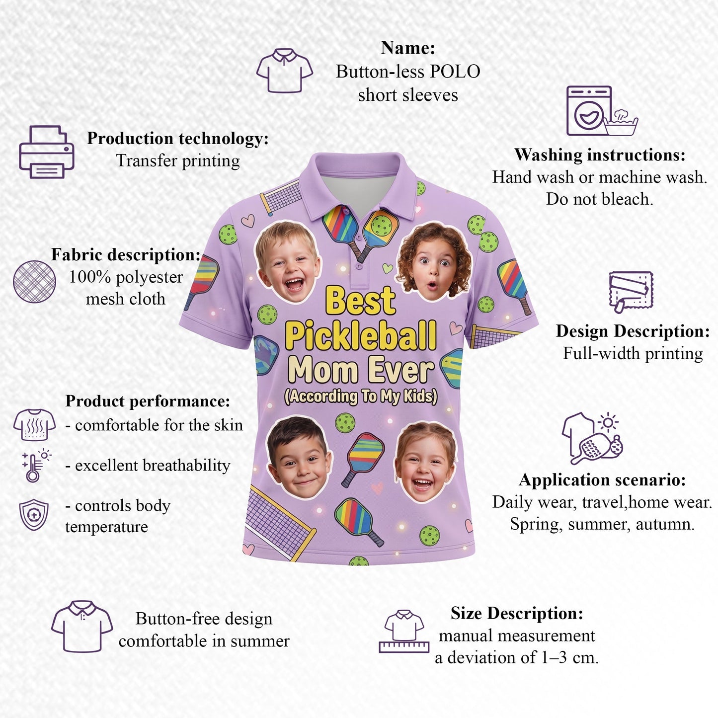 Best Pickleball Mom Custom Face Polo Shirt Women