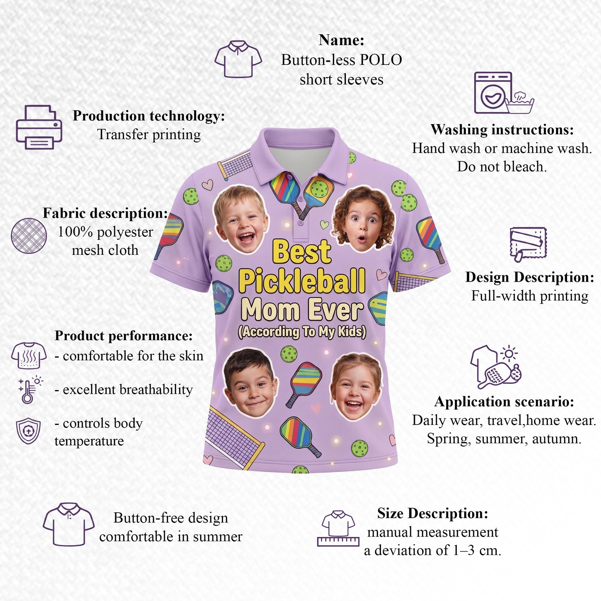 Best Pickleball Mom Custom Face Polo Shirt Women