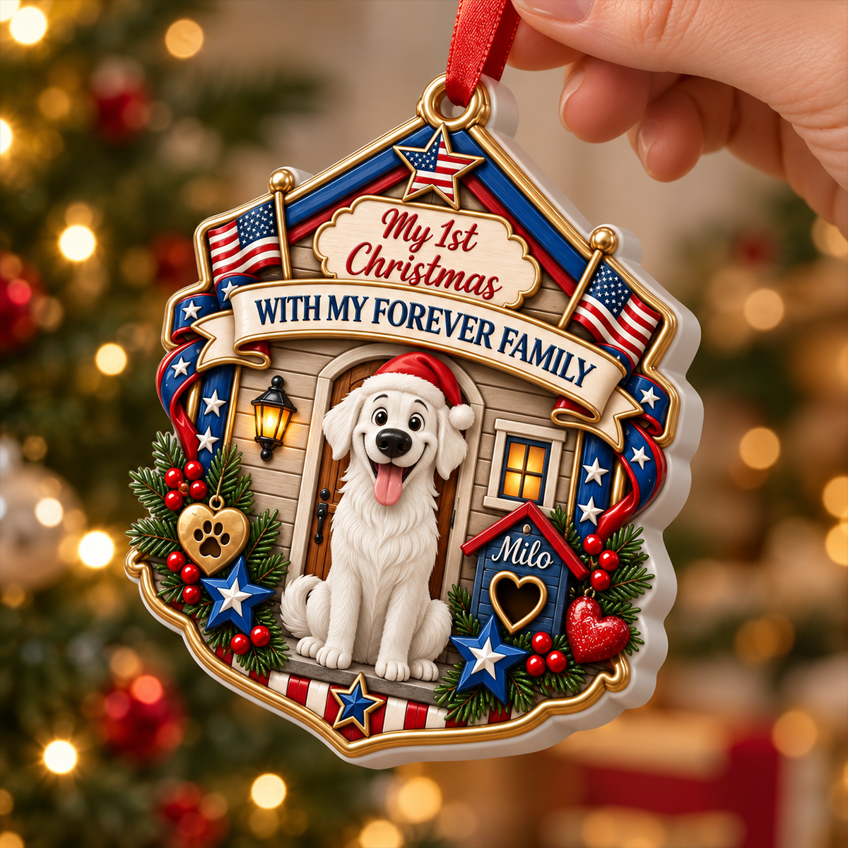 Merry Woofmas - Personalized Real 3D Raised Ornament