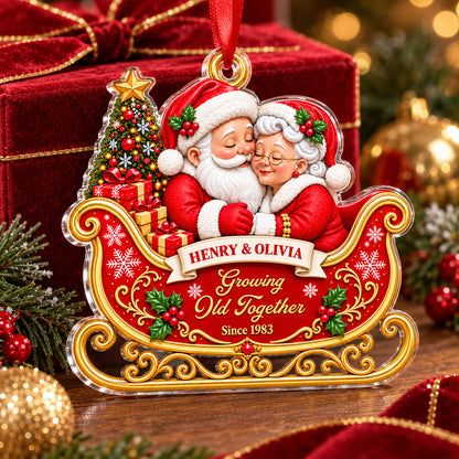 Growing Old Together Acrylic Christmas Ornament - Personalized Couple Gifts