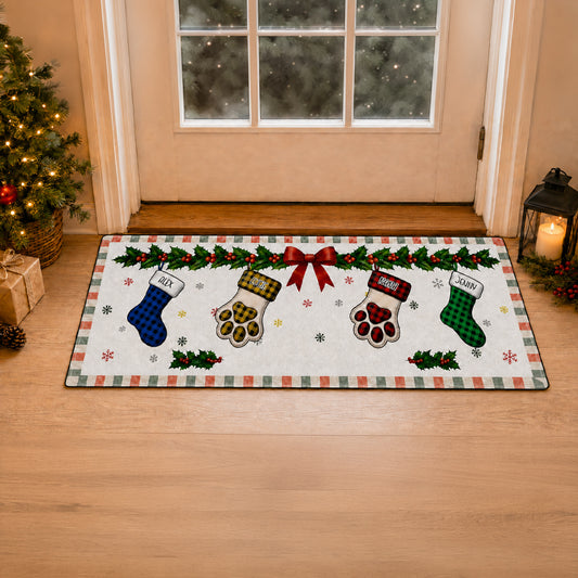 Christmas Family Stockings With Names - Personalized Runner Rug
