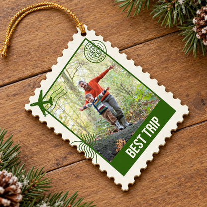 Postage Stamp Memories Family Photo - Personalized Ornament
