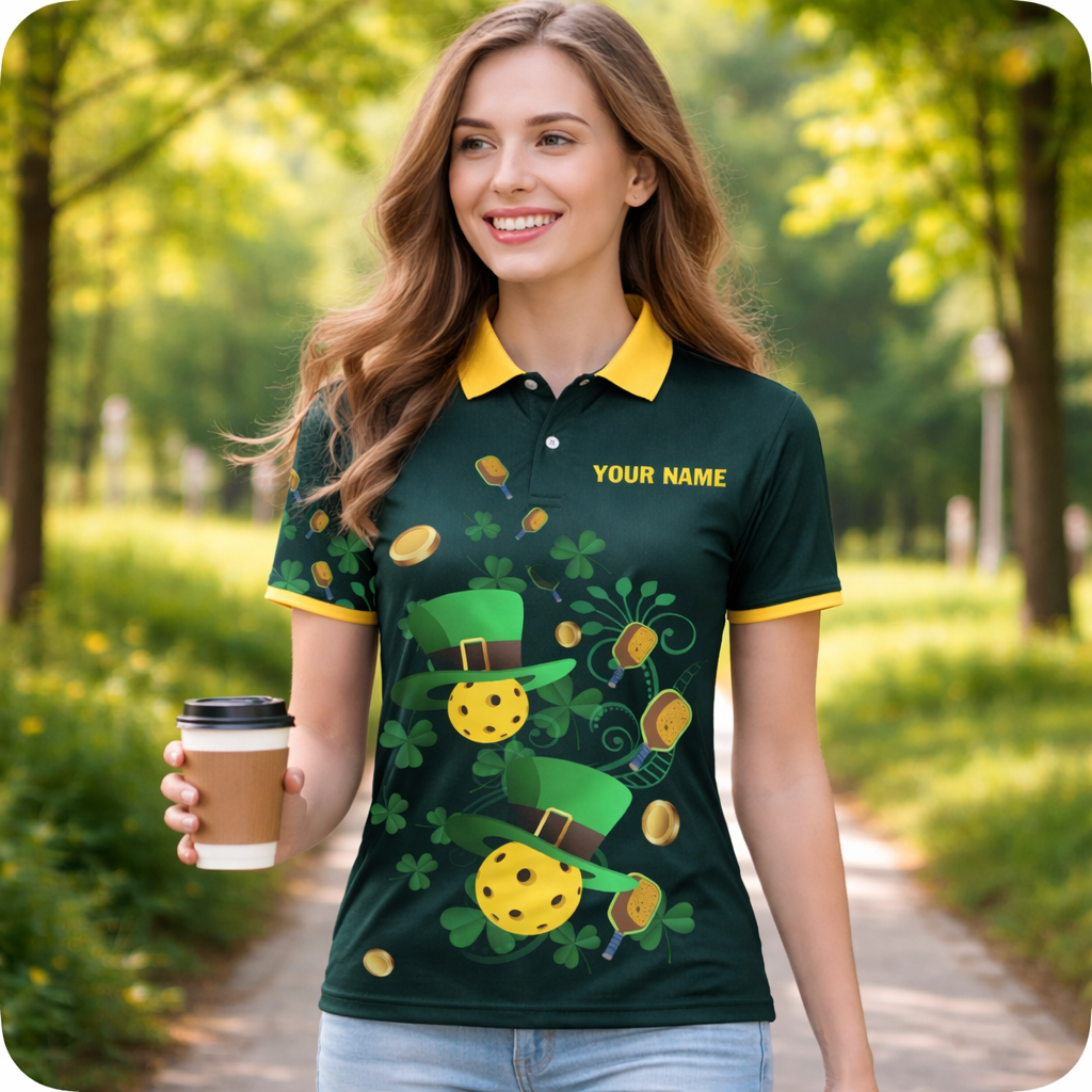 Custom Pickleball Polo Shirt St Patrick Day