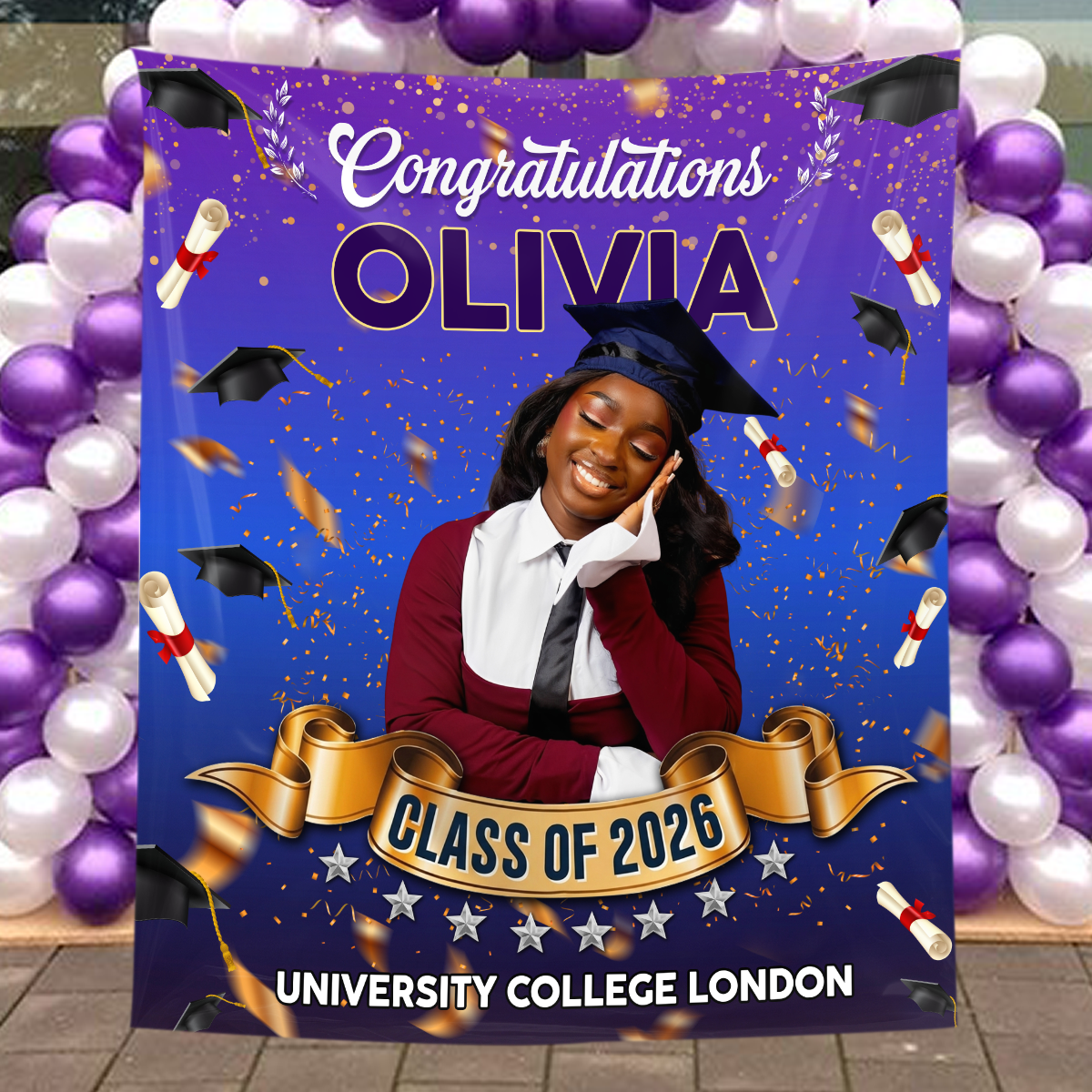 Grad Custom Photo - Personalized Graduation Backdrop