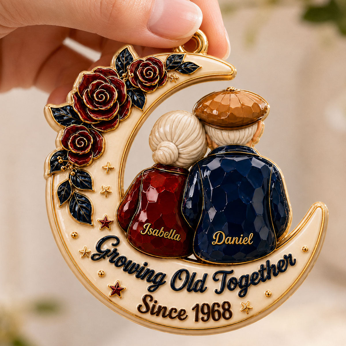 Growing Old Together Floral - Real 3D Raised Ornament
