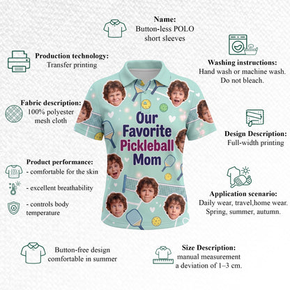 Our Favorite Pickleball Mom Custom Photo Polo Mint