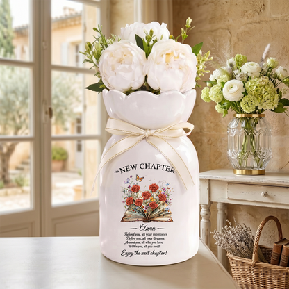 New Chapter Personalized Custom Ribbon Tie Flower Vase