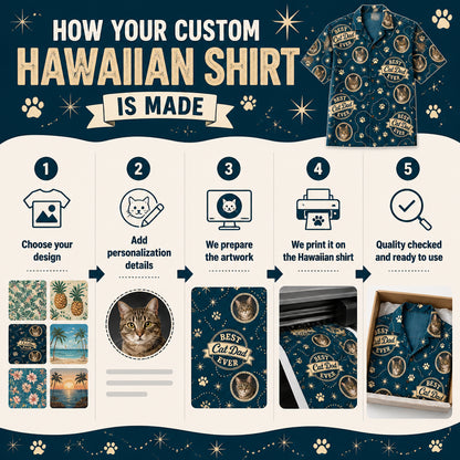 Best Cat Dad Ever – Pet Photo Hawaiian Shirt (AOP) - How to customize