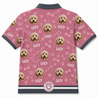 Custom Dog Photo Polo — Pink Colorway - Back view