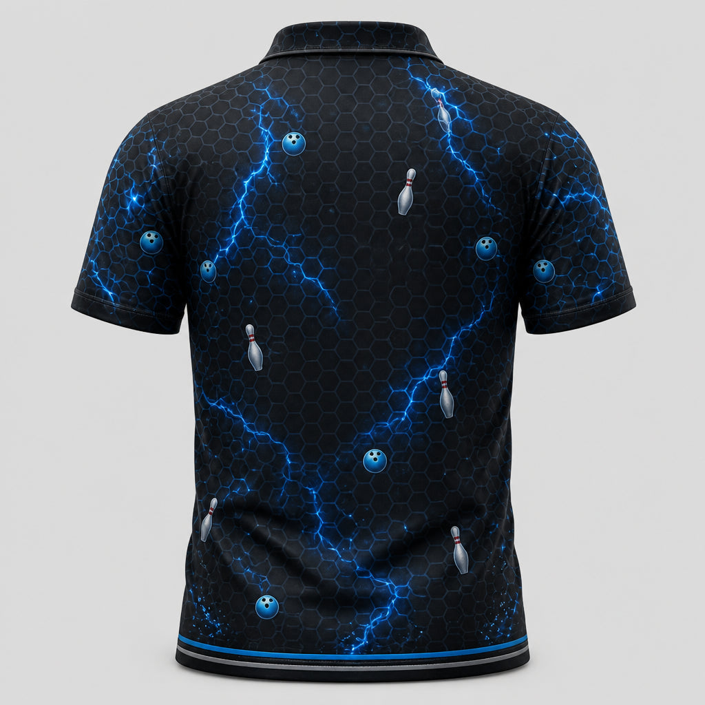 Personalized Ice Dragon Bowling Polo Shirt – Custom Name, All-Over Print
