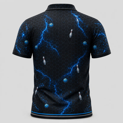 Personalized Ice Dragon Bowling Polo Shirt – Custom Name, All-Over Print