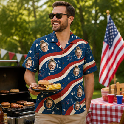 Patriotic Custom Face Hawaiian Shirt - Lifestyle 1