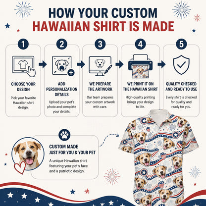 Patriotic Pet Face Hawaiian Shirt – Photo Upload - How it is made