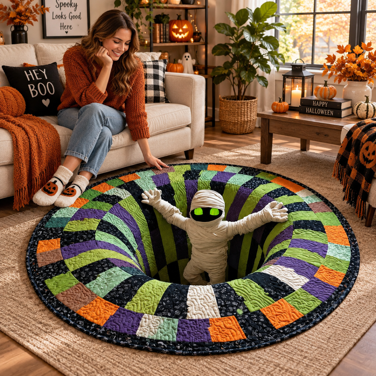 Mummy’s Out of the Pit 3D Quilted Carpet – Funny Halloween Illusion Round Rug, Spooky Mummy Floor Decor for Haunted Home & Party 4b7fd707-ab47-494b-9dc0-00cf88096e5d-5.png