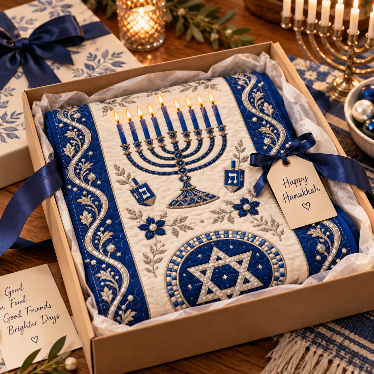 Hanukkah Quilt Table Runner, Jewish Holiday Quilt Table Decor, Menorah Star of David Runner, Judaica Dining Decor, Festival Of Lights Gift For Family 4c280c3d-19e3-4be8-a85e-b3be26a978e1-hk.png