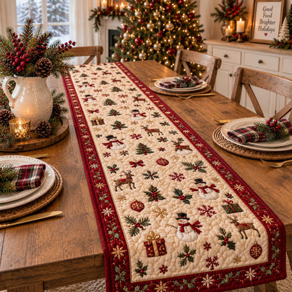 Christmas Quilt-Style Table Runner, Festive Snowman Reindeer Farmhouse Decor 4c4bf827-9b67-4032-92f7-054496bd0b96-5.jpg