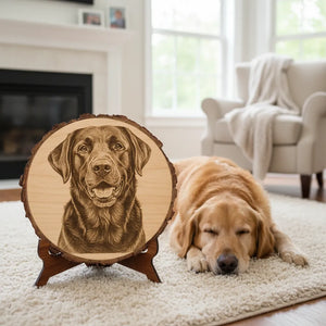 Custom Pet Engraved Portrait - Personalized Wooden Picture Frame
