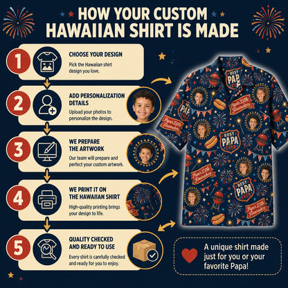 Best Papa Ever Fireworks Face Hawaiian Shirt - How it is made