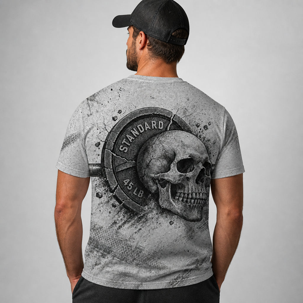 Skull x 45 LB Plate Gym Tee - T-Shirt - All over printed 4c7ef0e3-beee-4fd8-83fd-faa01cb0e238.jpg