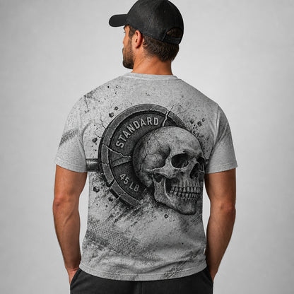 Skull x 45 LB Plate Gym Tee - T-Shirt - All over printed 4c7ef0e3-beee-4fd8-83fd-faa01cb0e238.jpg