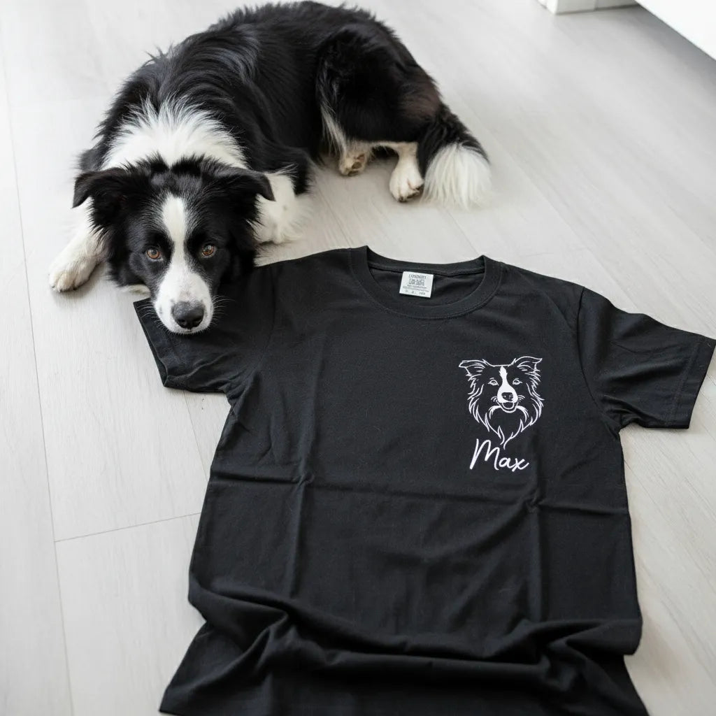 Custom Dog Portrait Comfort Colors Tshirt, Line art Dog Ears - Personalized Shirt