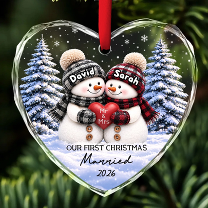 Our First Christmas Married Couple Snowman - Personalized Crystal Ornament - Christmas Gift For Couple 4d033dfa-0cc8-4b70-8819-ab0612c3da8a-banner-2.png