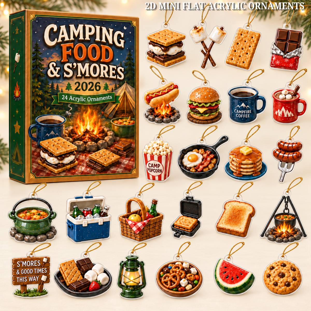 Camping Food & Smores Advent Calendar 2026 - 24-Day Festive Countdown, Acrylic Charms Blind Box - Gift For Campers, Family & Friends 4d75712b-f410-4cb7-8643-61848a5cf50e-food-text.png
