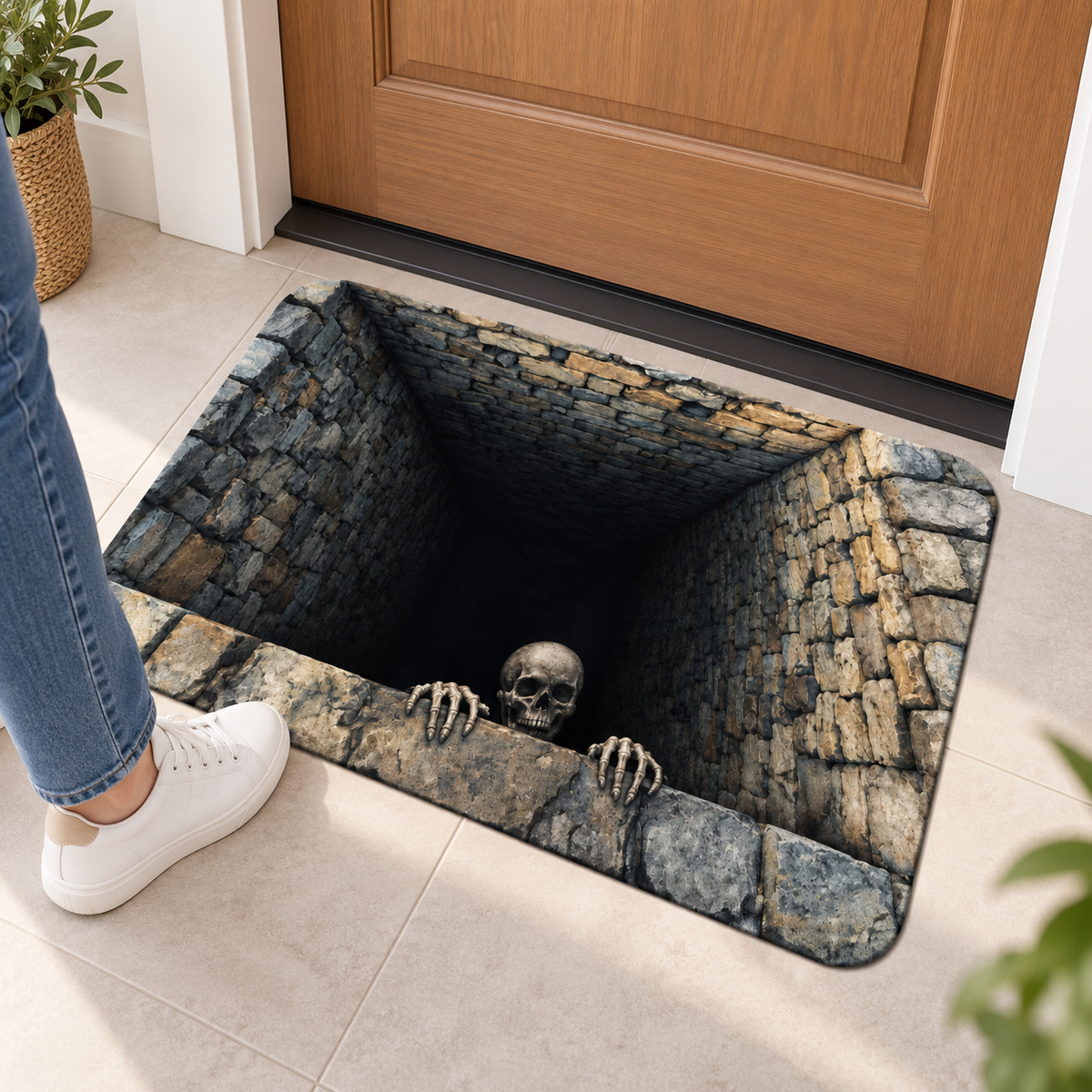 3D Optical Illusion Skeleton Well Flannel Bath Mat, Spooky Halloween Flat Printed Rug, Bathroom Entryway Decor, Gift For Family 4d8efedb-0fb3-4883-ab28-476895908103-1.png