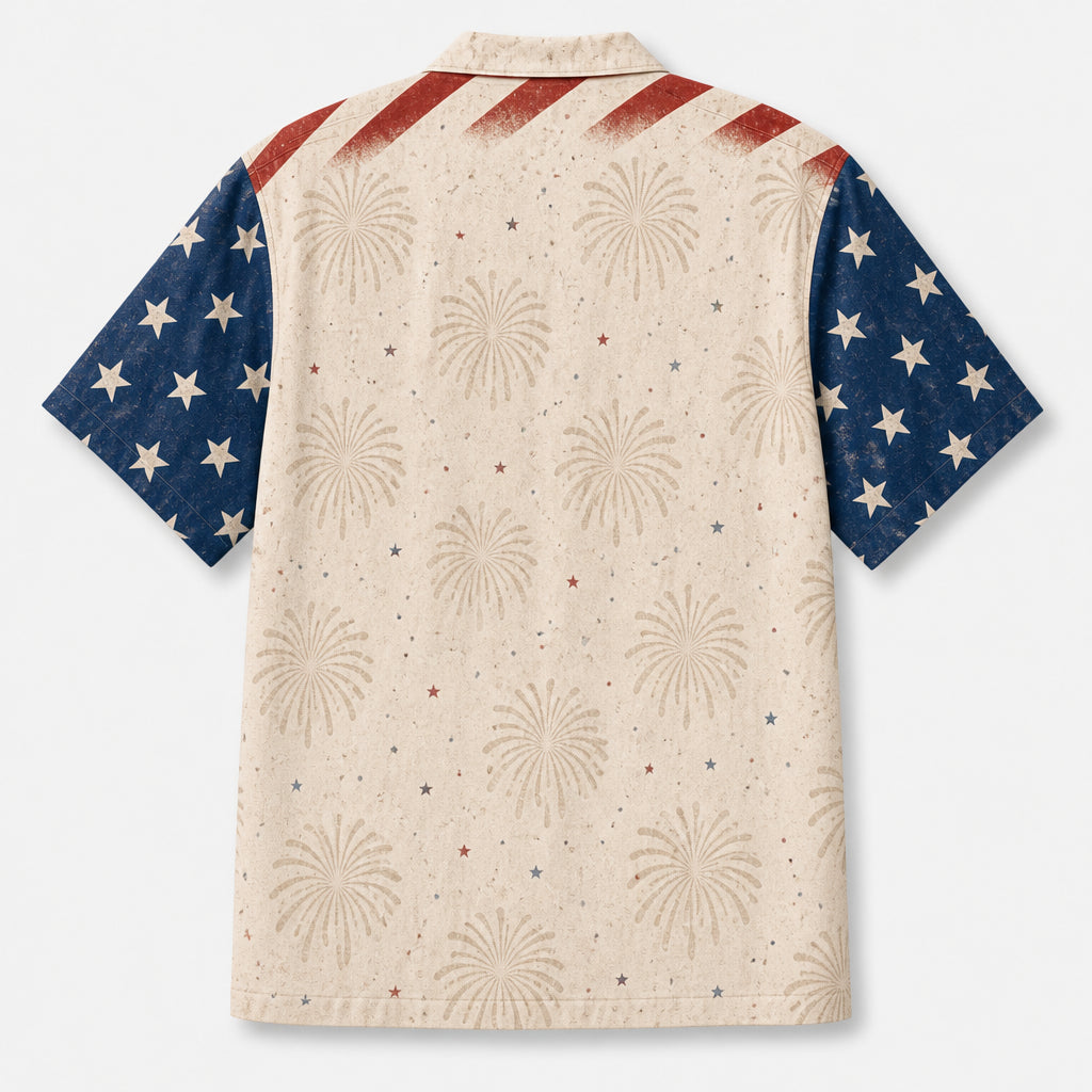 American Cat Dad – Patriotic Hawaiian Shirt - Back view