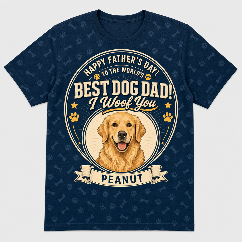 World's Best Dog Dad — Custom Pet Photo AOP Tee - Hero