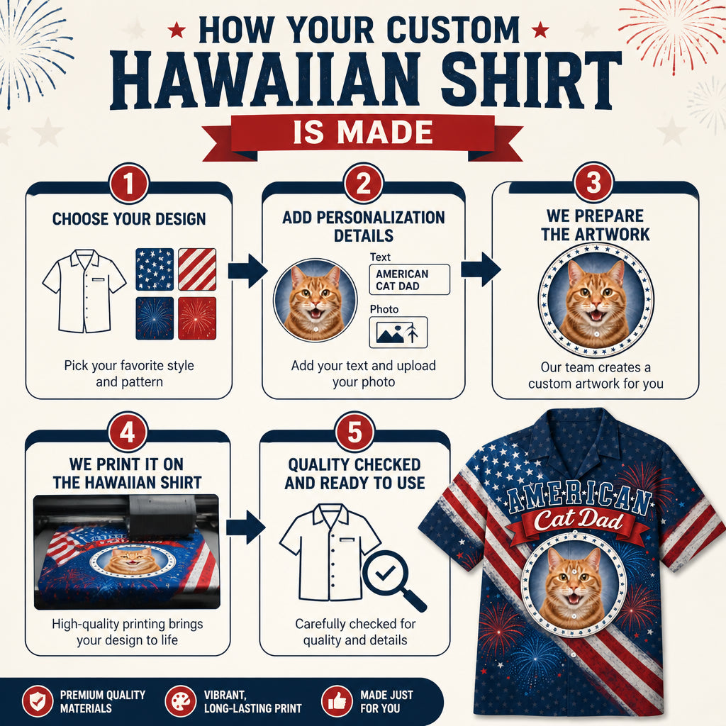 American Cat Dad Photo Hawaiian Shirt - How to customize
