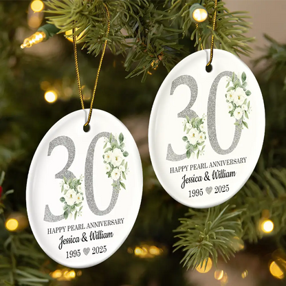 50th Golden Anniversary Gift - Personalized Circle Ceramic Ornament