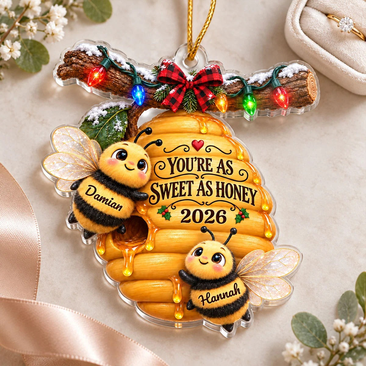 Couple Bees Hive 2D Flat - Personalized Acrylic Ornament - Christmas Gift For Couples, Gift For Her, Gift For Him 51682dcb-c6c3-47fb-8622-f42d812c661b-Zoc9hg4vr8__pod220261002991_web-6.jpg