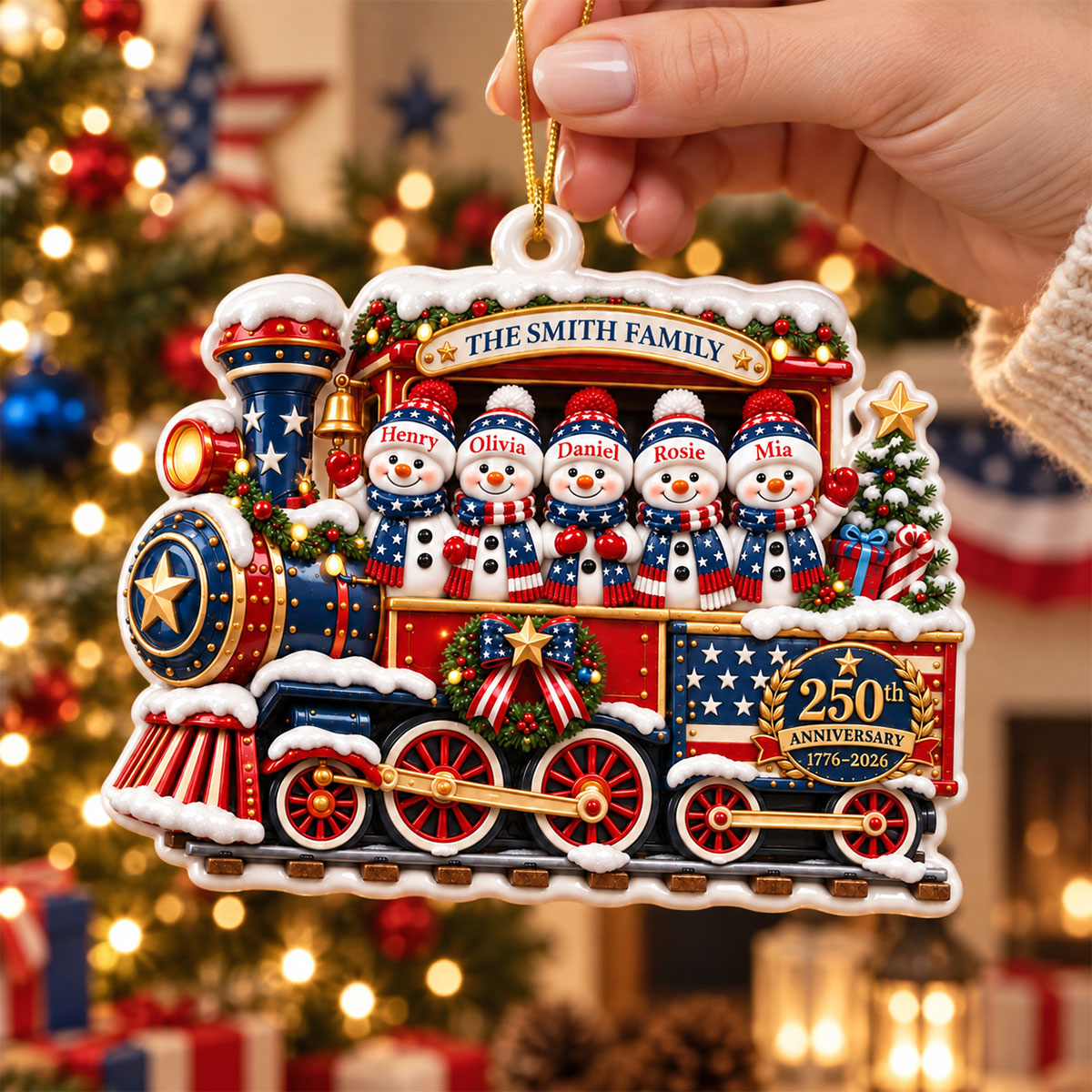 Personalized Train Snowman Xmas, Family Keepsake Gift - Real 3D Raised Ornament 517dc1c6-099d-468c-b371-74f1d086cd23-2.jpg