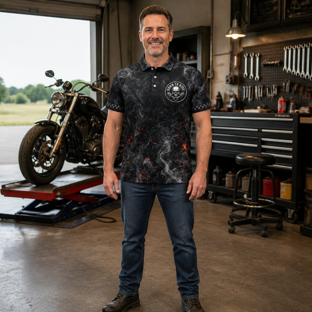 Born To Ride Smoke-Skull AOP Polo - Polo shirt - All over printed 5189722a-e161-4a93-9d01-6d0403362913.jpg