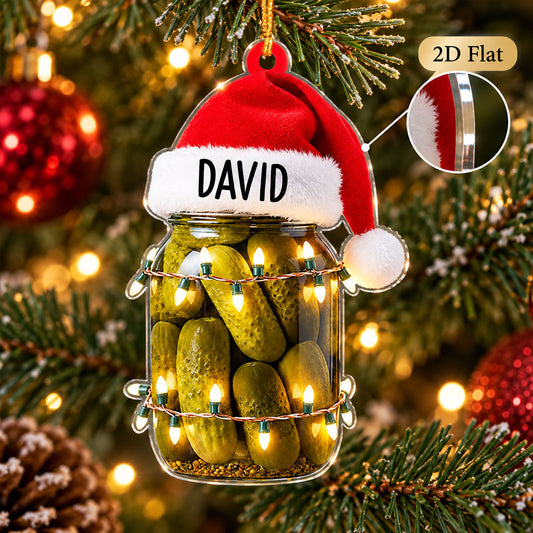 Personalized Pickle Jar Christmas Ornament – Funny Santa Hat Holiday Decoration 51b7bafd-2cb5-4667-ae7b-aa3d7417c0a6-1.jpg