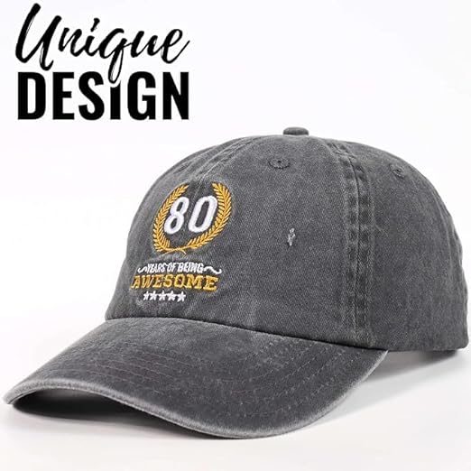 80th Birthday Gifts Embroidered Cap, Funny Birthday Gifts for Men, Custom Yearolds 80 70 60 Adjustable Hat Gifts Accessory for Birthday & Christmas Grey 51oq_W-GrTL._AC_SX522.jpg