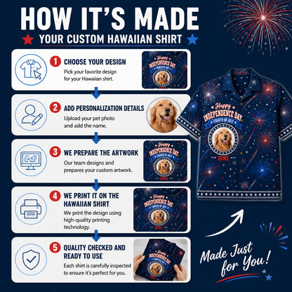 4th of July Fireworks Pet Photo Hawaiian Shirt - How to customize