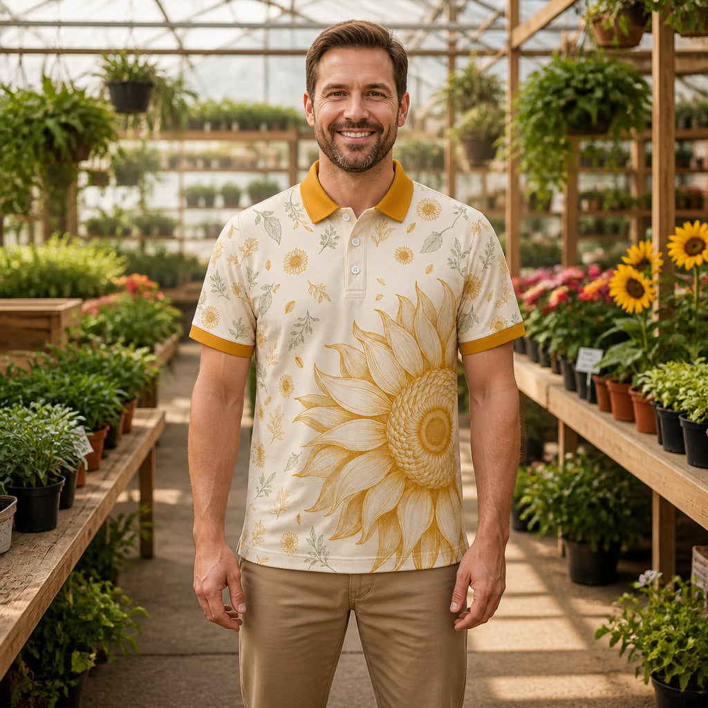 Golden Sunflower Botanical AOP Polo - Polo shirt - All over printed 52270f7c-2b21-40a3-9b1c-9640abf27e1b.jpg