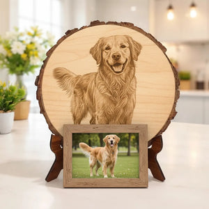 Custom Pet Engraved Portrait - Personalized Wooden Picture Frame
